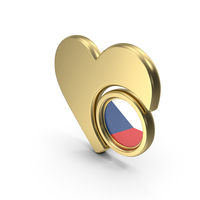 Gold Flag Heart Icon Of Czech Republic PNG & PSD Images