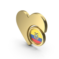Gold Flag Heart Icon Of Ecuador PNG & PSD Images