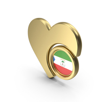Gold Flag Heart Icon Of Equatorial Guinea PNG & PSD Images