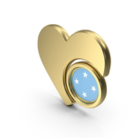 Gold Flag Heart Icon Of Federated States Of Micronesia PNG & PSD Images