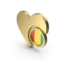 Gold Flag Heart Icon Of Guinea PNG & PSD Images
