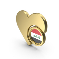 Gold Flag Heart Icon Of Iraq PNG & PSD Images