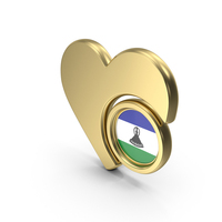 Gold Flag Heart Icon Of Lesotho PNG & PSD Images