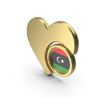 Gold Flag Heart Icon Of Libya PNG & PSD Images