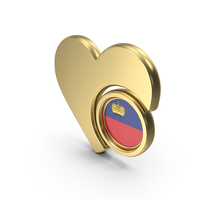 Gold Flag Heart Icon Of Liechtenstein PNG & PSD Images