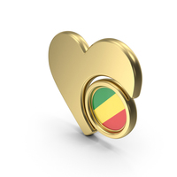 Gold Flag Heart Icon Of Republic Of Congo PNG & PSD Images