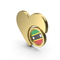 Gold Flag Heart Icon Of Saint Kitts And Nevis PNG & PSD Images
