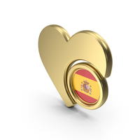Gold Flag Heart Icon Of Spain PNG & PSD Images