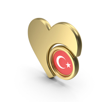 Gold Flag Heart Icon Of Turkey PNG & PSD Images