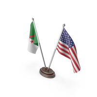 Algeria & United States Flags Stand PNG & PSD Images