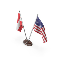 Austria & United States Flags Stand PNG & PSD Images
