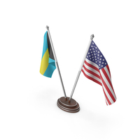 Bahamas & United States Flags Stand PNG & PSD Images