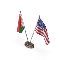 Belarus & United States Flags Stand PNG & PSD Images