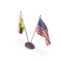 Brunei & United States Flags Stand PNG & PSD Images