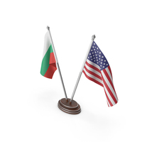 Bulgaria & United States Flags Stand PNG & PSD Images