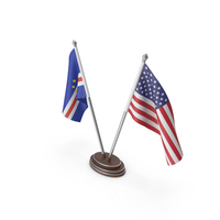 Cabo Verde & United States Flags Stand PNG & PSD Images