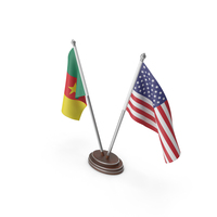 Cameroon & United States Flags Stand PNG & PSD Images