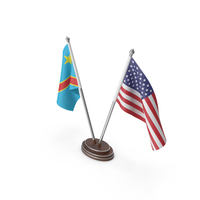 Democratic Republic Of The Congo & United States Flags Stand PNG & PSD Images