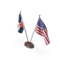 Dominican Republic & United States Flags Stand PNG & PSD Images