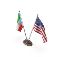 Equatorial Guinea & United States Flags Stand PNG & PSD Images