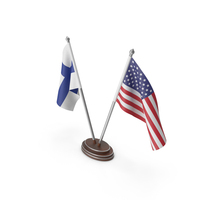 Finland & United States Flags Stand PNG & PSD Images