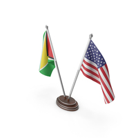 Guyana & United States Flags Stand PNG & PSD Images