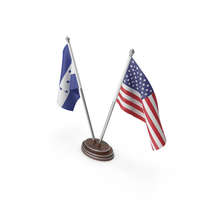 Honduras & United States Flags Stand PNG & PSD Images