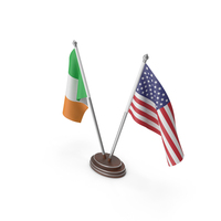 Ireland & United States Flags Stand PNG & PSD Images