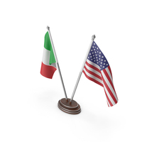 Italy & United States Flags Stand PNG & PSD Images