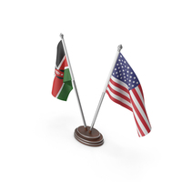Kenya & United States Flags Stand PNG & PSD Images