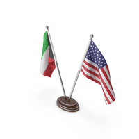 Kuwait & United States Flags Stand PNG & PSD Images
