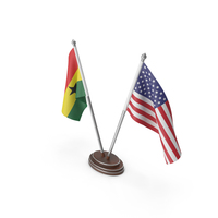 Ghana & United States Flags Stand PNG & PSD Images