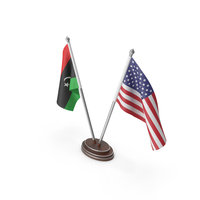 Libya & United States Flags Stand PNG & PSD Images
