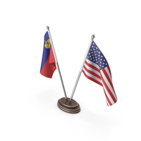Liechtenstein & United States Flags Stand PNG & PSD Images