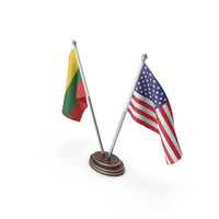 Lithuania & United States Flags Stand PNG & PSD Images