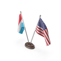 Luxembourg & United States Flags Stand PNG & PSD Images