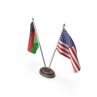 Malawi & United States Flags Stand PNG & PSD Images