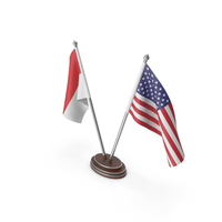 Monaco & United States Flags Stand PNG & PSD Images