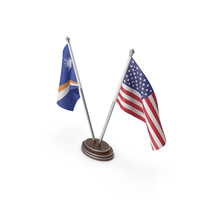 Marshall Islands & United States Flags Stand PNG & PSD Images