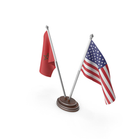 Morocco & United States Flags Stand PNG & PSD Images