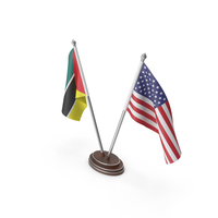 Mozambique & United States Flags Stand PNG & PSD Images