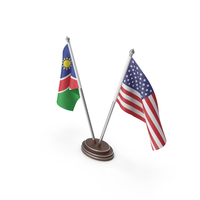 Namibia & United States Flags Stand PNG & PSD Images