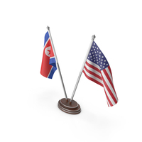 North Korea & United States Flags Stand PNG & PSD Images