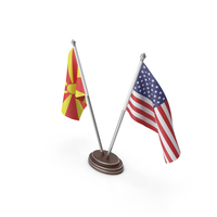 North Macedonia & United States Flags Stand PNG & PSD Images