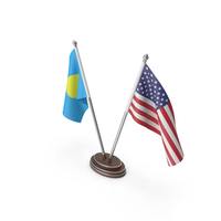 Palau & United States Flags Stand PNG & PSD Images
