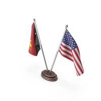 Papua New Guinea & United States Flags Stand PNG & PSD Images