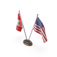 Peru & United States Flags Stand PNG & PSD Images