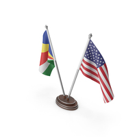 Seychelles & United States Flags Stand PNG & PSD Images