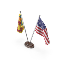 Sri Lanka & United States Flags Stand PNG & PSD Images