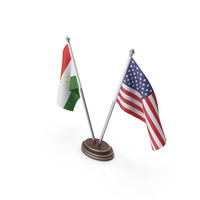 Tajikistan & United States Flags Stand PNG & PSD Images